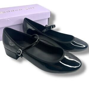 NEW Madden Girl Patent Black Mary Jane Heels Size 11 Low Block Kitten Heel Shoes